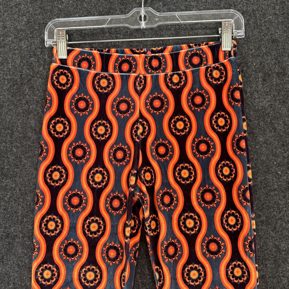 Free People Flare Street Barbara Hulanicki Pants Womens Small Orange Velvet - Picture 2 of 10